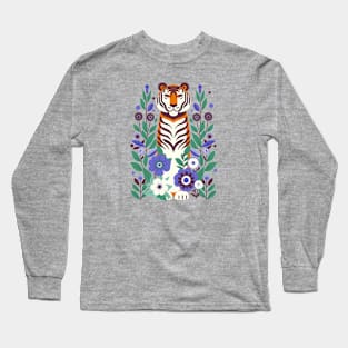 Serene tiger in blooming garden - gold yellow Long Sleeve T-Shirt